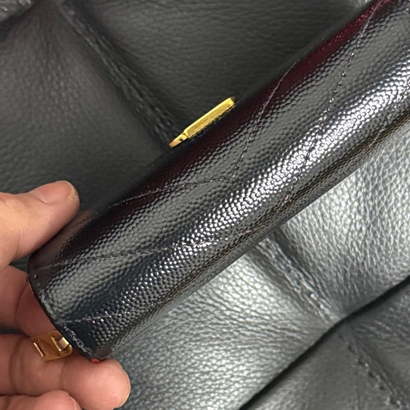 YSL Black & Red Zippy Wallet with Gold Logo - Picture 8 of 15